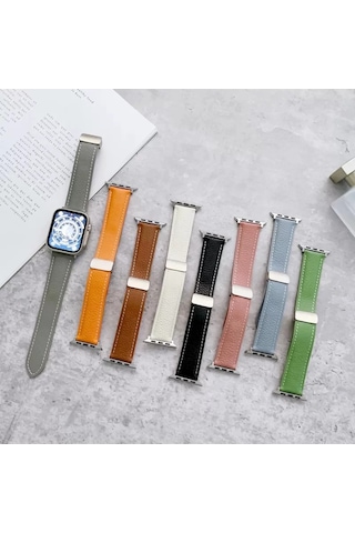 Newface Apple, Uyumlu Watch 42mm Kr414 Daks Deri Kordon - Pembe - Özel Seri 8683140582364