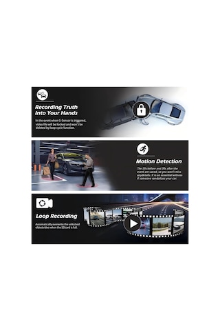 3 Kameralı Araç Dvr 360 Video Kayıt Cihazı, Ön + Sol + Sağ Dikiz Kamera, Arka Kameralı, Wifi Bb3dashcam