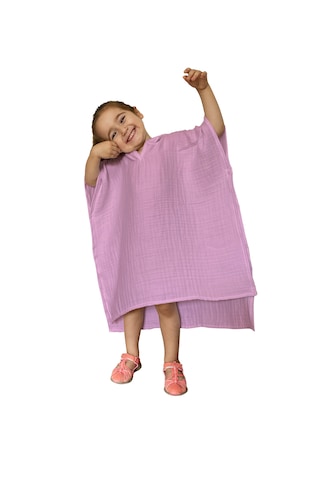 Organik Muslin Bebek Çocuk Kapüşon Panço Banyo Havlu Pudra Pembe