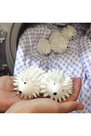 Bakgelal 2'li Kirpi Model Tüy Toplayıcı Kırışık Ön Leyici Çamaşır Kurutma Topu Beyaz
