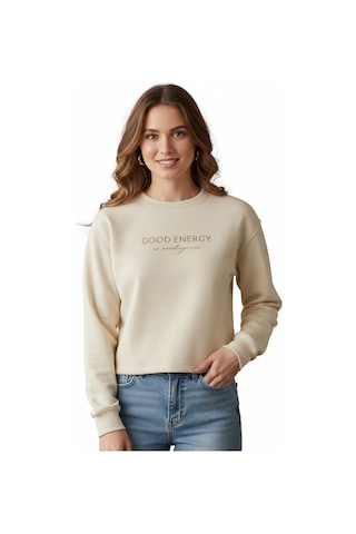 Lumberjack Aber Yog Kadın Bej Bisiklet Yaka Sweatshirt Bej