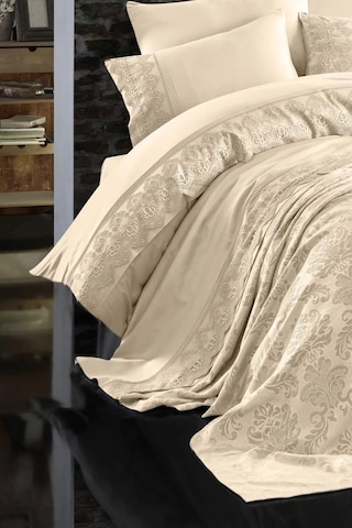 Nazik 7 Parça Pikeli Nevresim Takımı Gelin Seti Valeria Bej Diğer