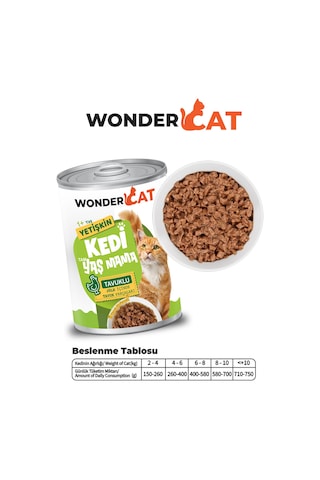 Wondercat Tavuklu Yetişkin Kedi Konservesi 400gr X 12 Adet