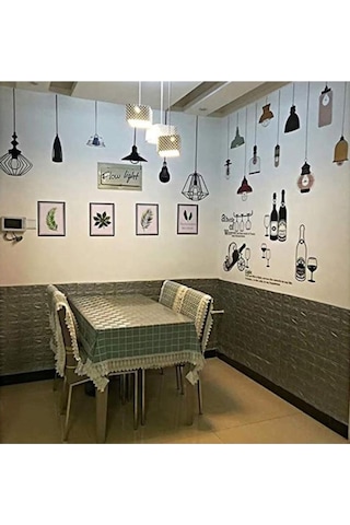 Nw02 Kendinden Yapışkanlı Gri Tuğla Duvar Kağıdı Paneli 6 Adet