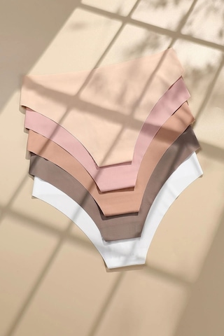 Merry See 5 Li Set İz Yapmaz Likralı Dikişsiz Lazer Kesim Bikini Slip Külot Çok Renkli