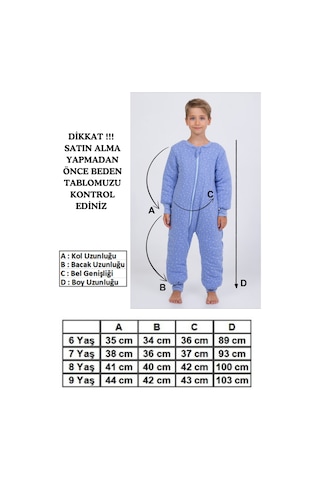 Erkek Çocuk Uyku Tulumu Kalın Elyaf Dolgulu Premium Kalite 2.5 Tog Mavi Melanj