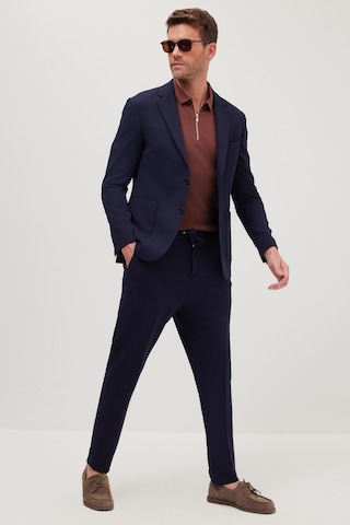 Tudors Erkek Regular Fit Lacivert Esnek Likralı Kumaş Mono Yaka Torba Cepli Takım Elbise-41311 Lacivert