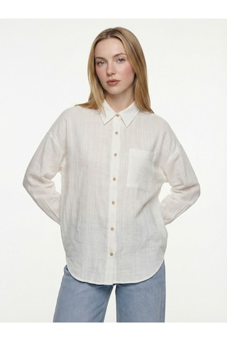LOFT Loose Fit Kadın Gömlek U.kol Lf2042160 Q1.v1 Beyaz