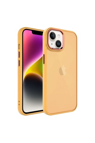 Zeyline Apple Uyumlu iPhone 14 Plus Buzlu Sert Pc Zore May Kapak-turuncu