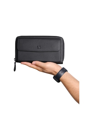 Mft Leather Hakiki Deri Unisex El Çantası Canelia 1310 Flother Mat Siyah