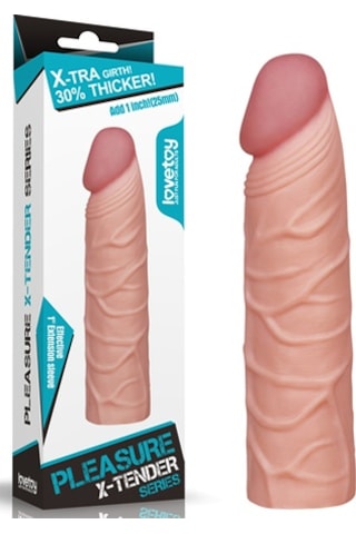 Truva Shop X-Tender Uzatmalı 2.5 CM Dolgulu Realistik Penis Kılıfı
