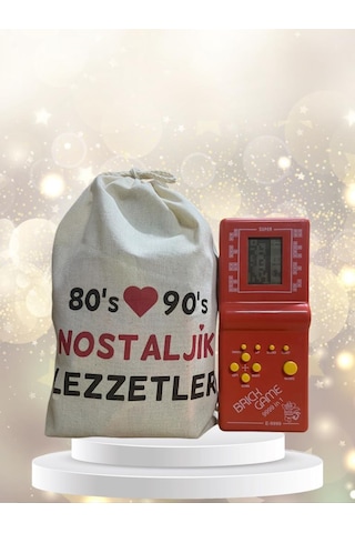 Kese Kırmızı Tetrisli Nostaljik Hediye Paketi 80'ler 90'lar