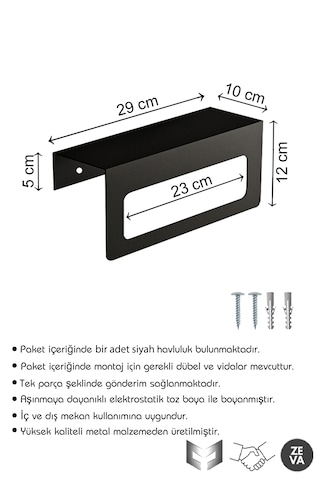 Siyah Metal Duvara Monte Havluluk - Şık Ve Dayanıklı Banyo&mutfak Siyah