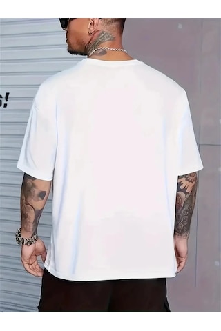 Vexor Baskılı Oversize Bisiklet Yaka T-shirt - Beyaz Siyah