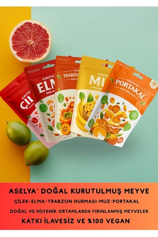 Asellya Yaşam 5 Li Karışık Kurutulmuş Meyve Sepeti 125 G Elma, Muz, Trabzon Hurması, Portakal, Çilek 25 G