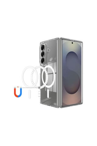 Samsung Galaxy Z Fold 7 Uyumlu Kılıf Clear Şeffaf Magsafe Manyetik Wireless Şarj Destekli Silikon Şeffaf