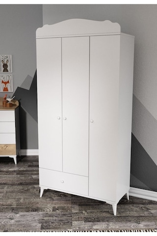 Baby Darling Sansa 3 Kapaklı Dolap Beyaz Beyaz
