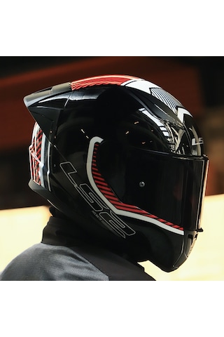 Siyah Cam + Ls2 Rapid 2 Race Extra Kask Beyaz - Kırmızı
