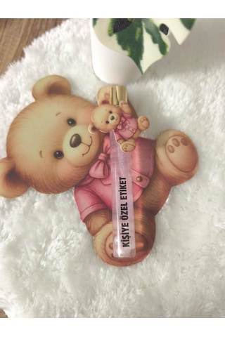Pamuğum Atelier (25 Adet) Pembe Ayıcık Kartlı 10 Ml Sprey Pembe Kolonya Doğum, Doğum Günü Hediyeliği