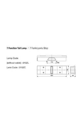 Tır-Kamyon-Dorse 7 Li Yedili Stop Lamba 2 Adet Takım Kablolu