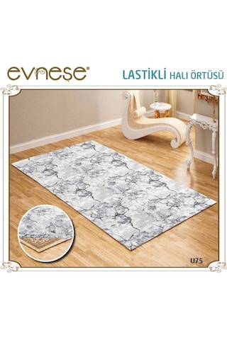 Evneşe 4m2 Lastikli Halı Örtüsü Desenli U75 Gri