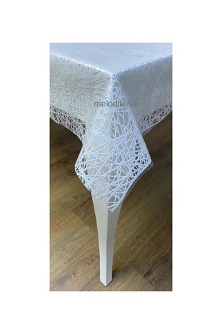 Meiwa Beyaz İplik Desen Şeffaf Kaplama Sıvı Kırıntı Geçirmez Pvc Muşamba Masa Örtüsü 120x 170 Cm