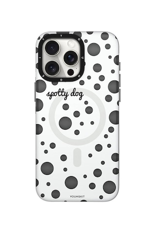 Apple Uyumlu iPhone 14 Pro Max Kılıf Magsafe Özellikli Polka Dot Desenli Youngkit Spots Serisi Kapak Pembe