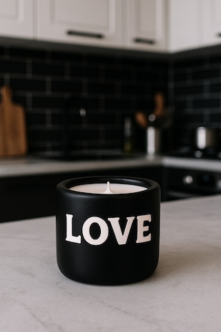 Dekoratif Kokulu Mum Love Siyah
