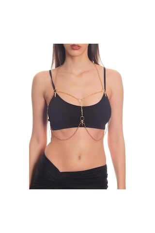 Kadın Altın Renk Lak Kaplama Yuvarlak Parçalı Ayarlanabilir Vücut Zinciri, Vücut Kolyesi Altın