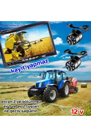 Tarımsal Araçlara 7 İnç Monitör Ve 2 Adet Beyaz Ledli Kamera Seti