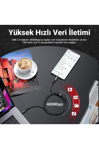 2 Metre Uzunluğunda Usb-c Kablo - 5a, 100w Güç Desteği