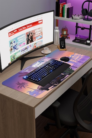 Gta 6 Kaymaz Dikişli Kauçuk Oyuncu Mousepad V5 - 90x40 Xxl Gaming Mouse Pad Fare Altlığı