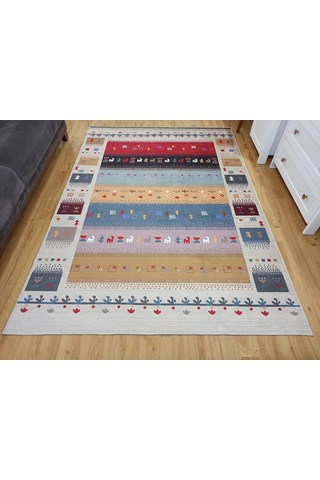 Renkli Ve Figürlü Modern Kilim Halı - 12664ou Çok Renkli