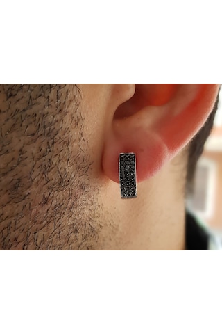 Sirius Pırlanta Siyah Pırlantalı Halka Erkek Küpesi 0804E0135