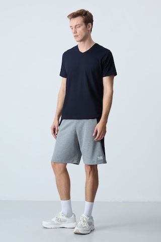 Tommy Life Gri Melanj Pamuklu Kalın Yumuşak Dokulu Standart Fit Basic Erkek Şort - 81280 GRI MELANJ