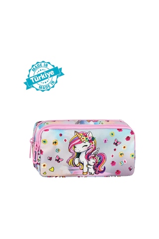 Waddell Pembe Unicorn Desenli 2 Cepli Kalem Kutusu,kalemlik