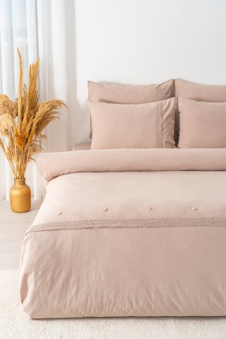 Grace Cappuccino Güpürlü Çift Kişilik %100 Pamuklu Nevresim Seti - 6 Parça Çeyiz Seti Cappuccino