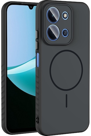 Redmi 15c Kılıf M-safe Şarj Özellikli Zore Tea Kapak - Siyah Siyah