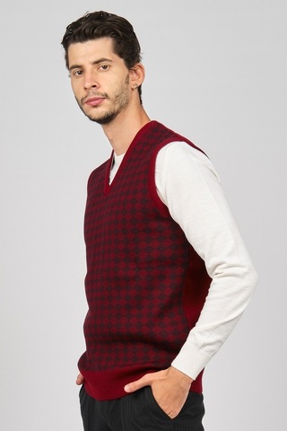Pave Erkek Desenli Yünlü Süveter 4539011 Bordo-Bordo