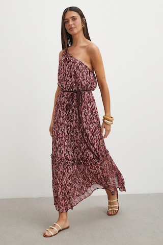 Uterpe One Shoulder Floral Print Maxi Dress Mürdüm