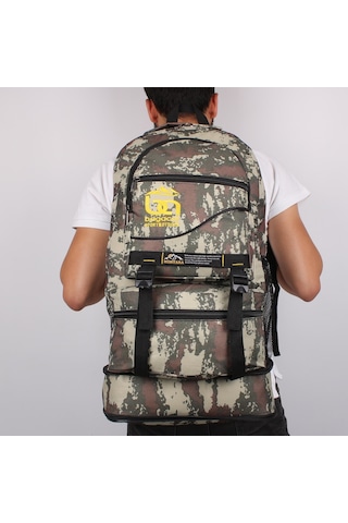 Bagacar Kamuflaj Körüklü Dağcı Sırt Çantası 65 litre Kamp Çantası Kamuflaj