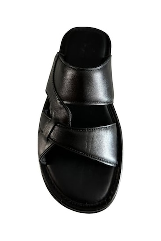 Castle Black 8521 Erkek Deri Yazlık Comfort Terlik Siyah Siyah