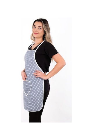 Trendy 3lü Set Sıvı Su Geçirmez Mutfak Önlüğü Isıya Dayanıklı Fırın Eldiveni Ve Tutacak Çeyiz Seti Puanlı Gri Gri Puantiye