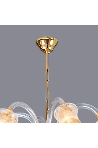 Etoile Altı Kollu Cam Avize Gold