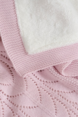Toffy Toz Pembe Buğday Örgü Bebek Battaniyesi 100x100 Pembe