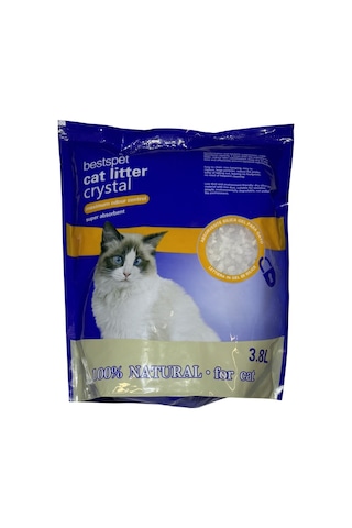Bestspet Silika Tozsuz Kokusuz Naturel Parfümsüz Topaklaşmayan Kalın Kristal Kedi Kumu 3800 ML