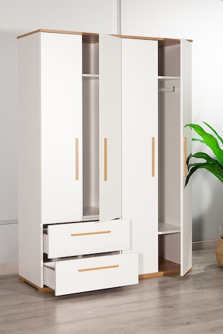 Eva 402 - 4 Kapaklı 2 Çekmeceli Gardırop