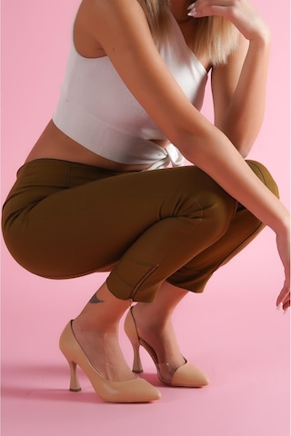 Divolya Violet Nude Burnu Şeffaf Detaylı Günlük Kullanım Stiletto