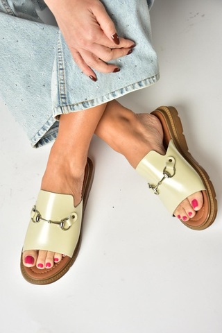 Fox Shoes U291099303 Bej Hakiki Deri Kadın Terlik Bej-hakiki Deri Bej