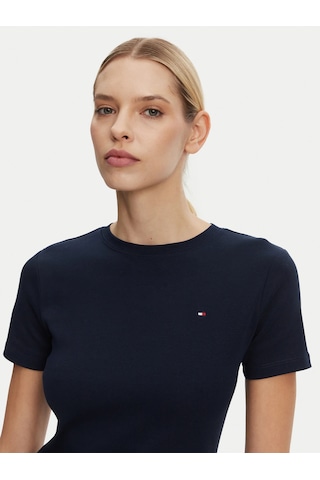 Tommy Hilfiger Logo Nakışlı Kadın T-shirt Lacivert